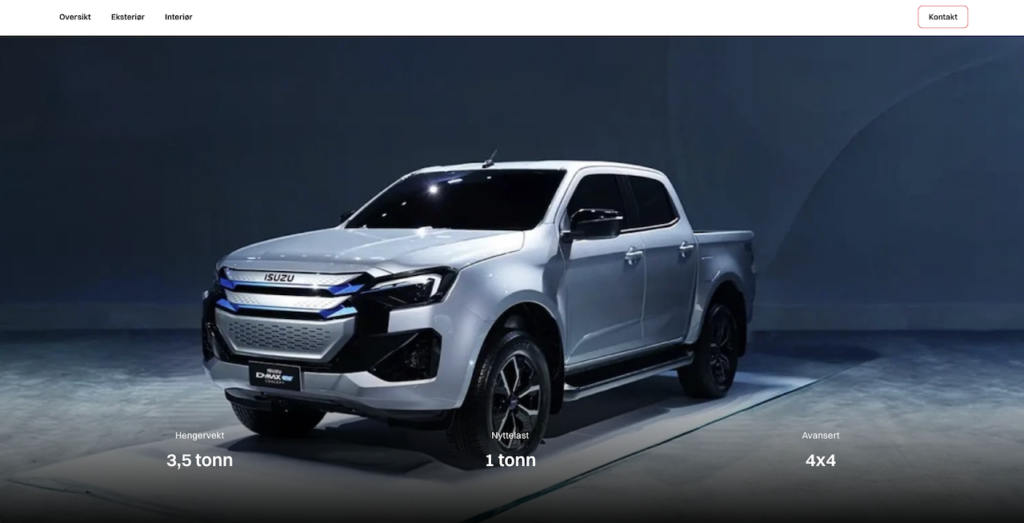 2025 Isuzu D-Max BEV on the Isuzu Norway website.